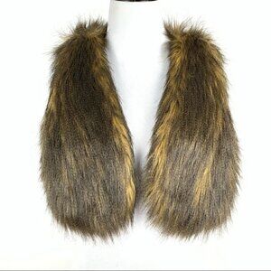 INC International concepts faux fur vest size P brown vegan shrug fall western